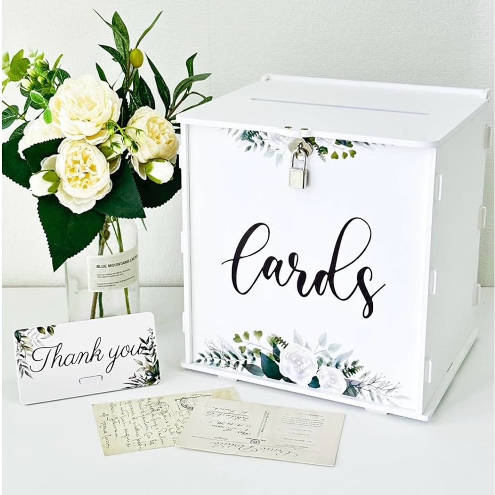White PVC  Card Box with Keyed Lock  NIB
